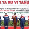 PERSIAPAN. Bupati Indramayu Nina Agustina (tengah) menghadiri Grand Safety Talk dan Apel Persiapan Pengamanan Major Turn Around tahun 2022 yang diselenggarakan PT KPI RU VI Balongan, Senin (7/3) di lapangan PT KPI RU VI Balongan.