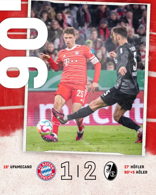 Skor Akhir dari Hasil Pertandingan DFB Bayern Munchen vs Freiburg. Foto: https://twitter.com/FCBayern