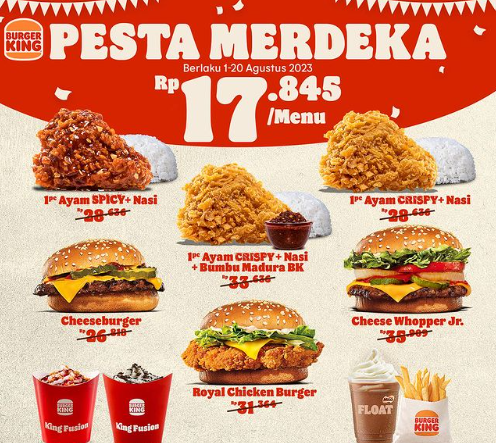 Menang Banyak ! Promo di Bulan Agustus Mulai Dari 17 Ribuan Tersedia di Burger King, McDonald's, KFC, Janji Jiwa, dan Pizza Hut