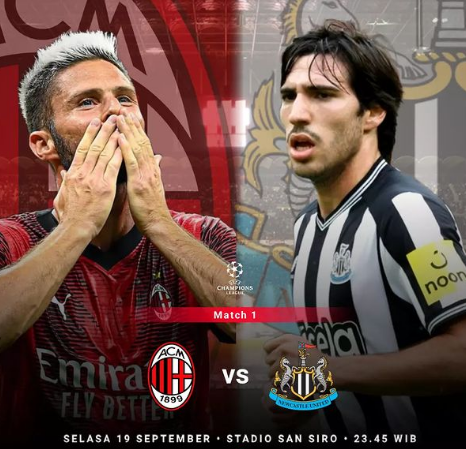 Prediksi Pertandingan AC Milan vs Newcastle United FC Pada Pekan Ke-1 di Liga Champion 2023/2024