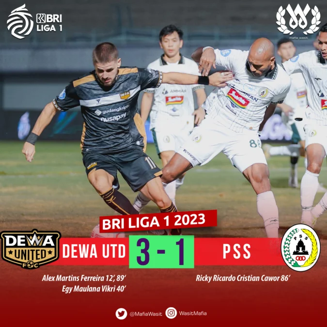 hasil dewa united vs pss sleman