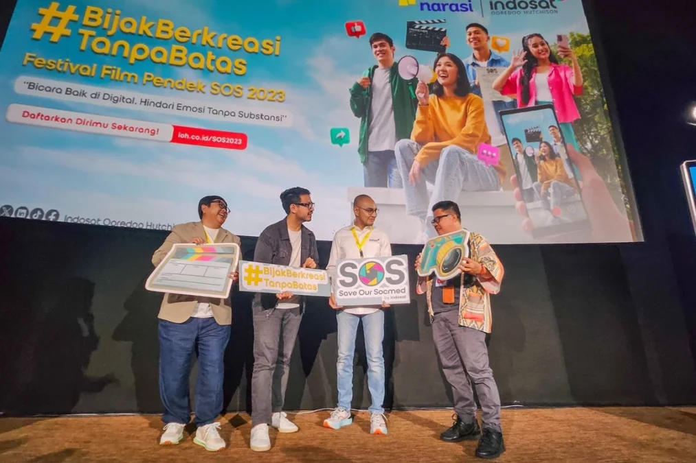 FESTIVAL. Indosat Ooredoo Hutchison (Indosat) ajak anak muda ciptakan ruang aman dan nyaman bermedia sosial (medsos) lewat Festival Film Pendek Save Our Socmed (SOS) 2023.