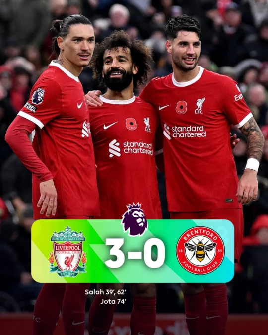 Hasil Liverpool vs Brentford