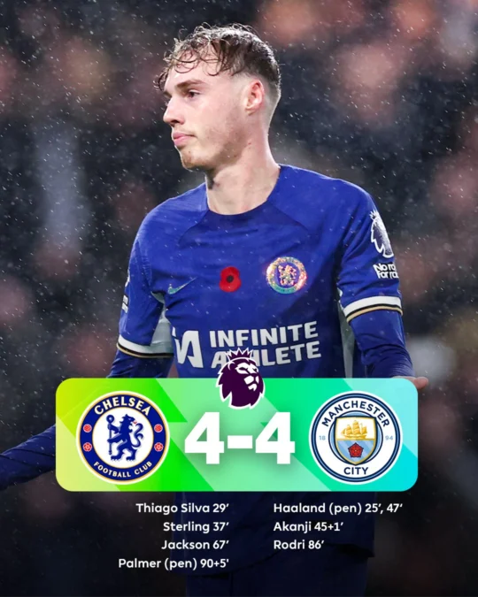 hasil chelsea vs Manchester city