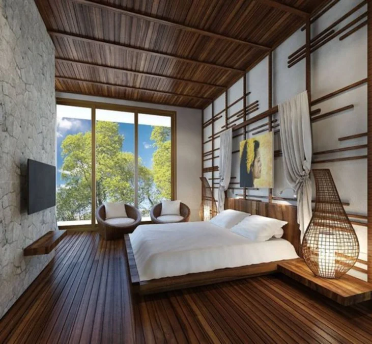 Desain Interior Kamar Tidur Rumah Kayu Sederhana