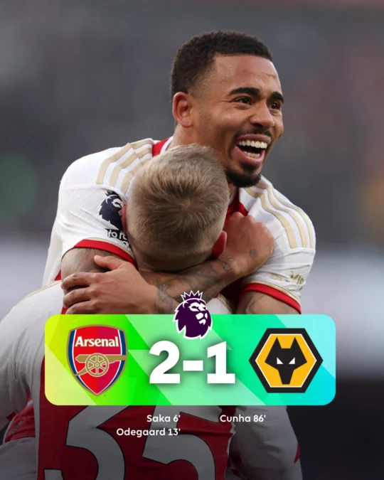 Hasil Arsenal vs Wolves di Premier League 2023/2024