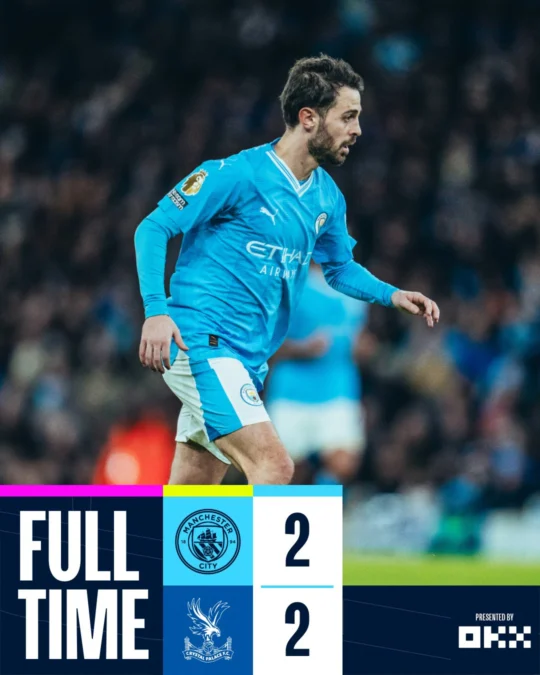 Hasil Manchester City vs Crystal Palace