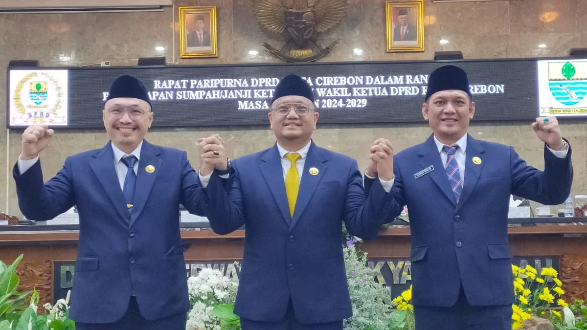 Tiga Pimpinan DPRD Kota Cirebon, Andrie Sulistio Ketua, Harry Saputra Gani dan Fitrah Malik Wakil Ketua