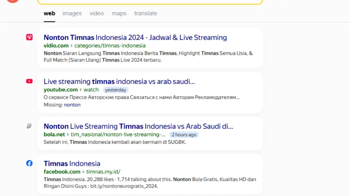 Link Live Streaming Bola Resmi di Yandex