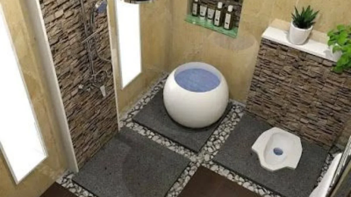 Inspirasi Desain Kamar Mandi Minimalis 2x2 dengan Warna Biru Langit, Serasa Liburan di Pantai!