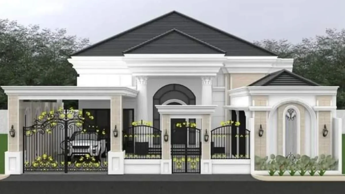 Inspirasi Model Rumah Klasik Modern 1 Lantai dengan Warna Netral yang Estetik dan Elegan