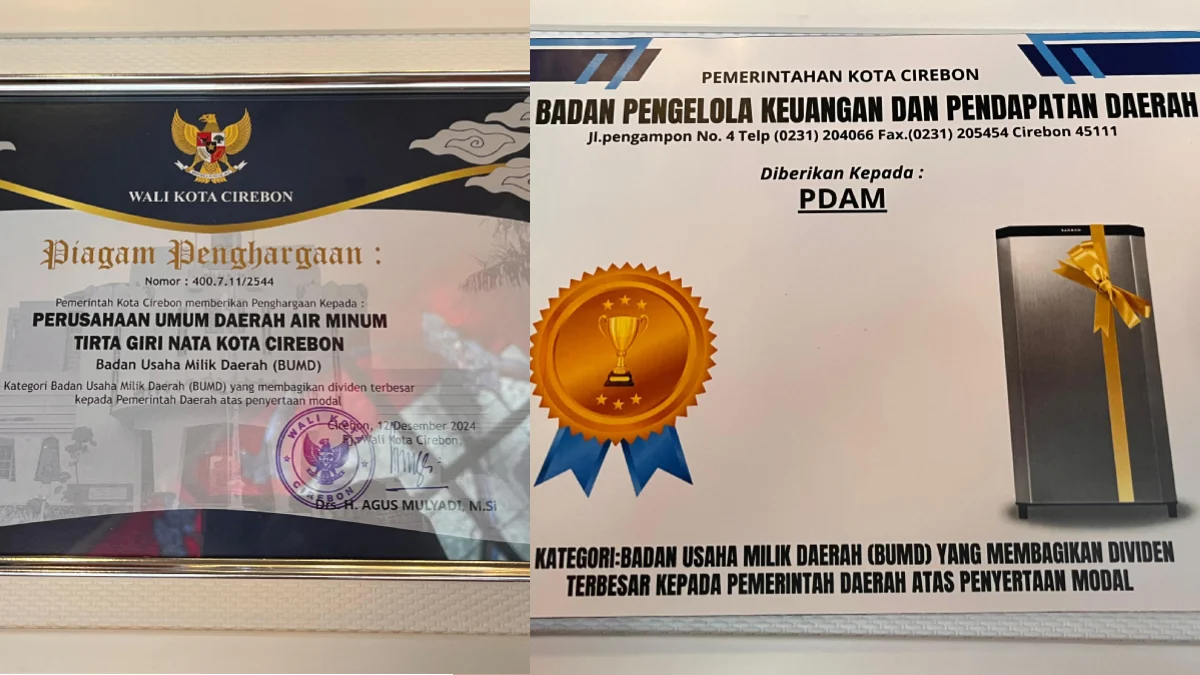 BUMD Perumda Air Minum Tirta Giri Nata Kota Cirebon Sumbang Deviden Terbesar Tahun 2024