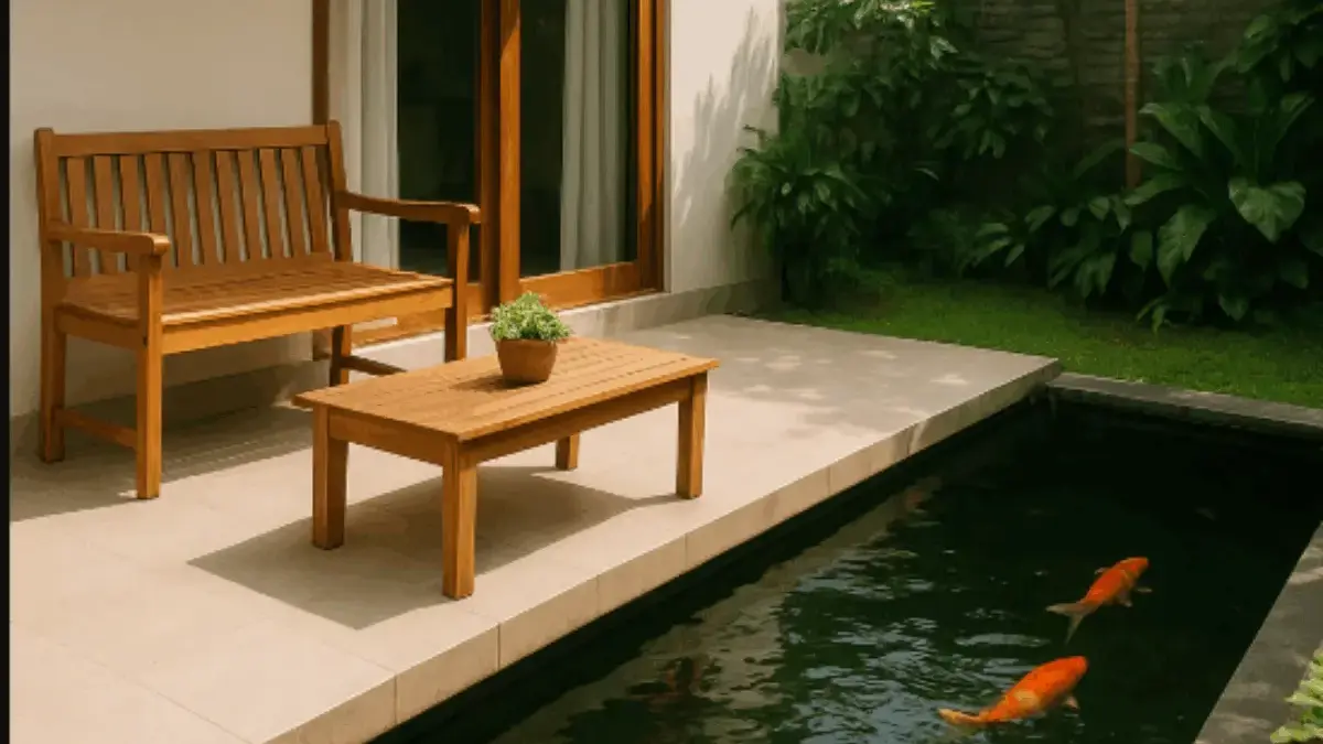 5 Teras Minimalis dengan Kolam Ikan, Bikin Hunian Makin Hidup