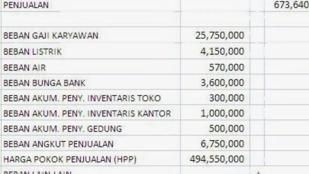 Cara Menghitung Laporan Laba Rugi dengan Data Keuangan di Excel untuk Pemula 