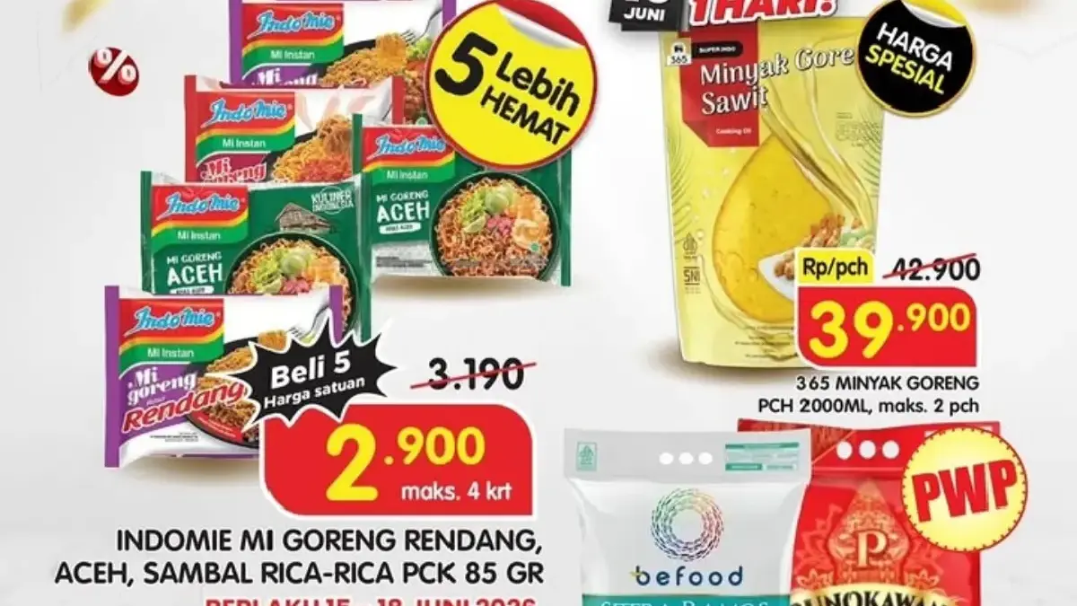 Promo Superindo Tengah Bulan Juni 2026: Minyak Goreng 365 Hanya Rp39.900 & Wipol Diskon 45% Promo Superindo Tengah Bulan Juni 2026